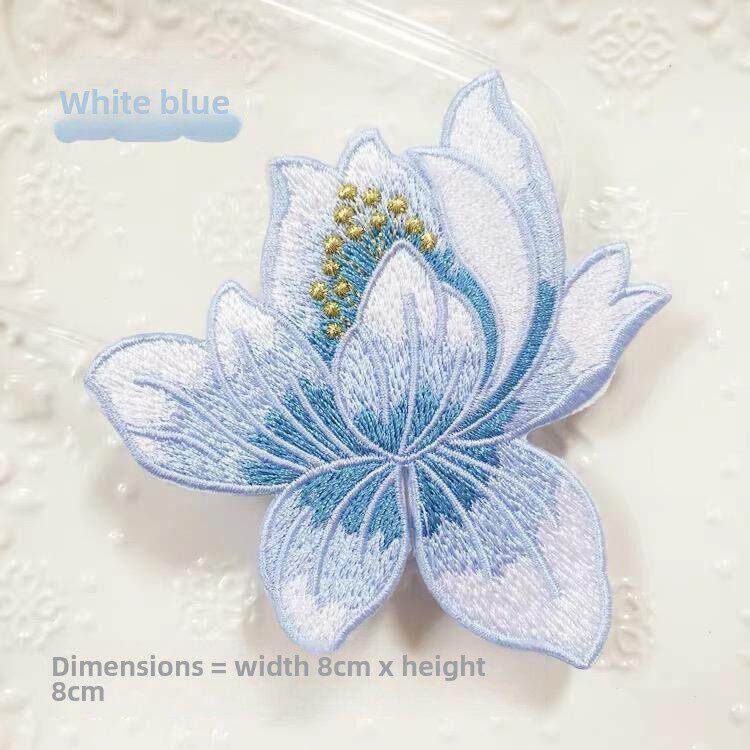 包邮花刺绣布贴中国风莲衣服补丁贴花民族风荷花diy补洞装饰背胶