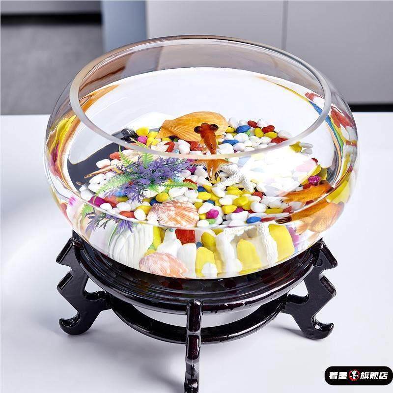 亚克力透明圆形鱼缸仿玻璃小型桌面家用办公室金鱼小鱼龟迷你水缸