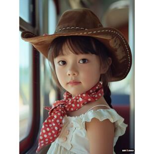 儿童西部牛仔帽新疆内蒙大西北草原旅游装备旅行穿搭女童防晒帽子