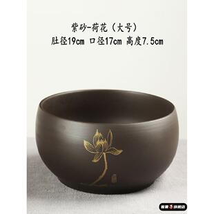 紫砂杯盆加大水钵茶盆圆形收纳盆茶桌钵盂禅意功夫茶碗杯置放加厚