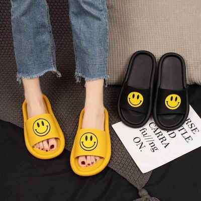 笑脸拖鞋夏季浴室纯色百搭室内居家用漏水洗澡防滑男女情侣凉拖潮
