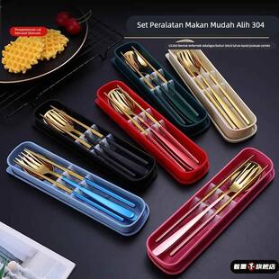 304不锈钢便携餐具勺子叉子筷子三件套高颜值网红ins户外学生套装