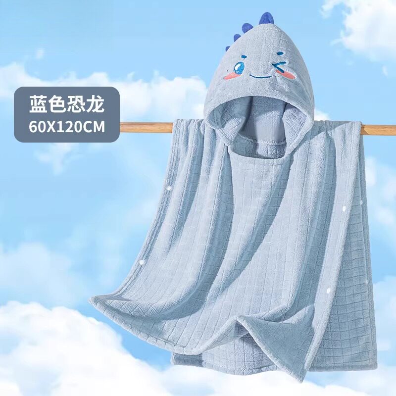 女童可穿式斗篷浴袍儿童浴巾可穿裹带帽男女孩婴幼儿游泳宝宝洗澡