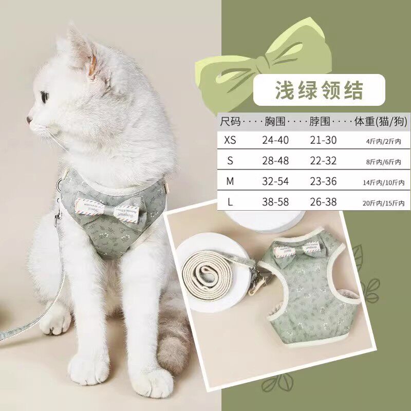 猫咪牵引绳背心式遛猫绳子牵引猫外出专用防挣脱链子拴溜缩背带绳