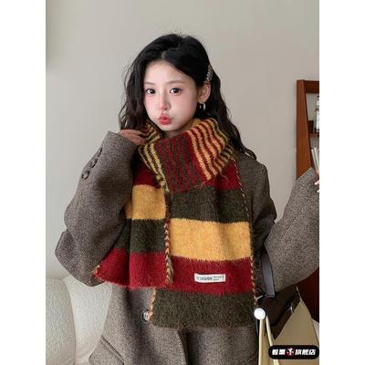 2025对比色新款针织条纹韩版冬季