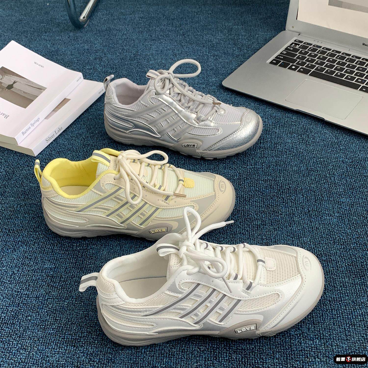 春季女款经典德训鞋平底系带网面透气时尚休闲赛车运动轻便百搭鞋