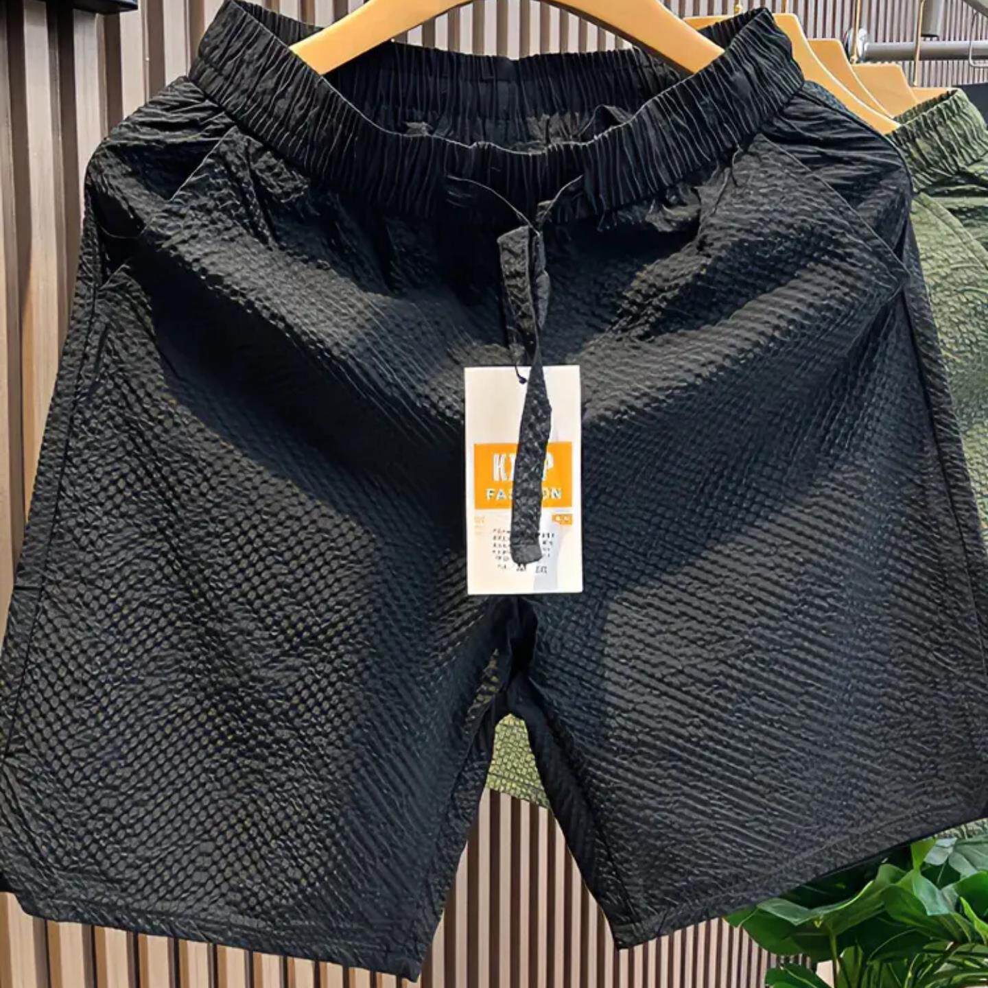 沙滩短裤男速干可下水中性风泡泡纱百搭休闲情侣潮流宽松五分裤男