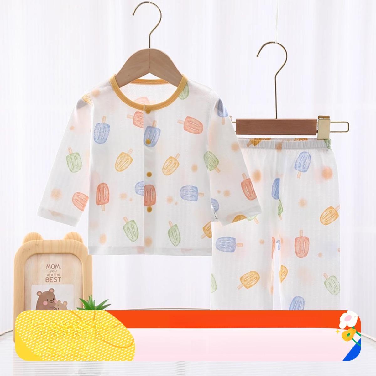 女童睡衣纯棉婴儿空调服套装夏季长袖薄款新生儿衣服家居服两件套