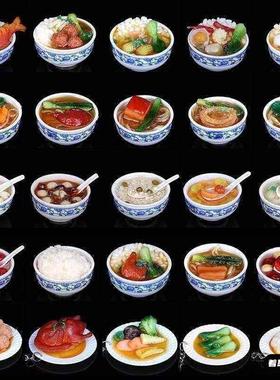 葬祭品随祀摆件贡品仿真食物白菜豆腐鸡鱼五花肉微型五小碗下葬