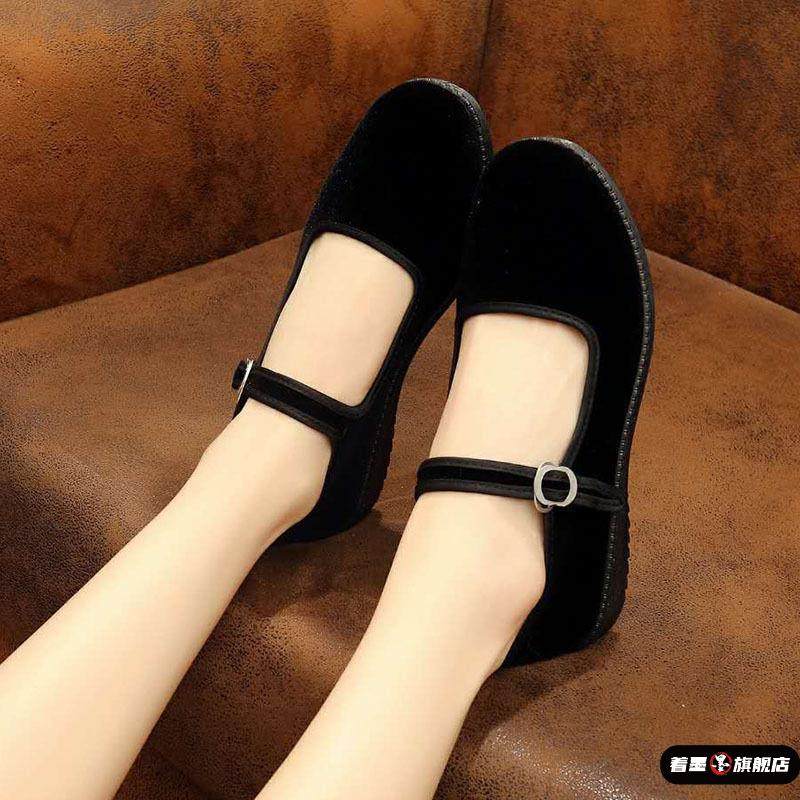 民国女学生布鞋老北京中低跟黑色演出鞋子酒店工作人员软底舒适鞋,女鞋,传统布鞋,淘宝优惠券,粉丝福利购,淘宝优惠卷