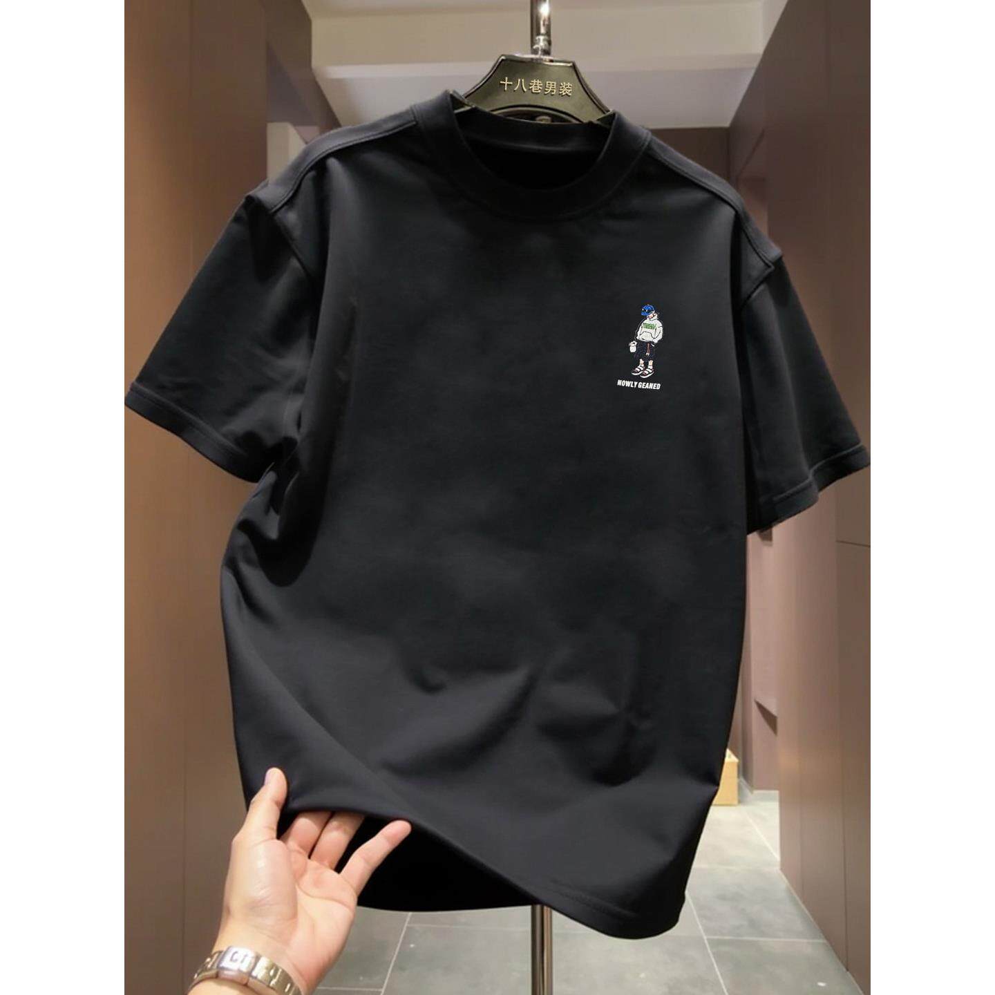 印花百搭圆领短袖男款男士美式高端卡通圆领t恤2026新款夏季半袖