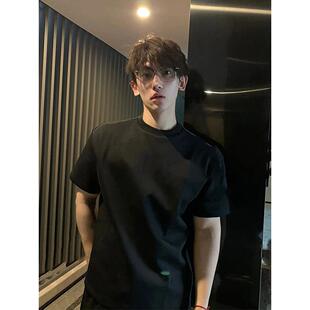 美式小领口男正肩重磅t恤藏青夏季高级感穿搭短袖cleanfit打底半
