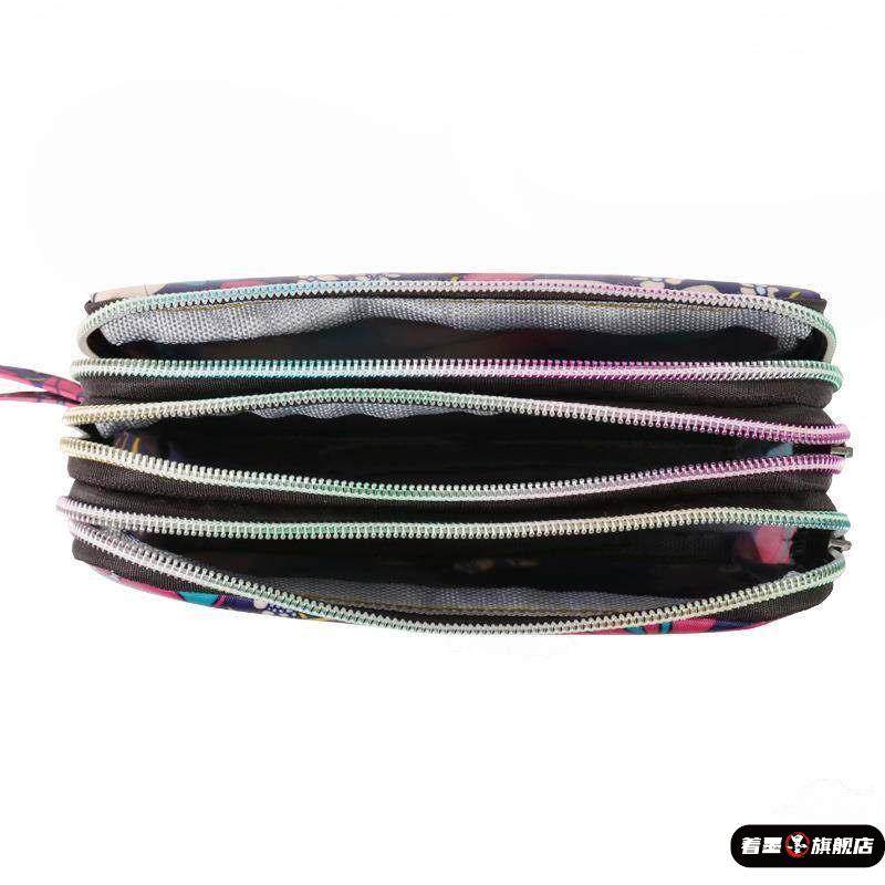 多层分隔手机收纳包零钱包女长款帆布手拿包简约三层拉链手包女士