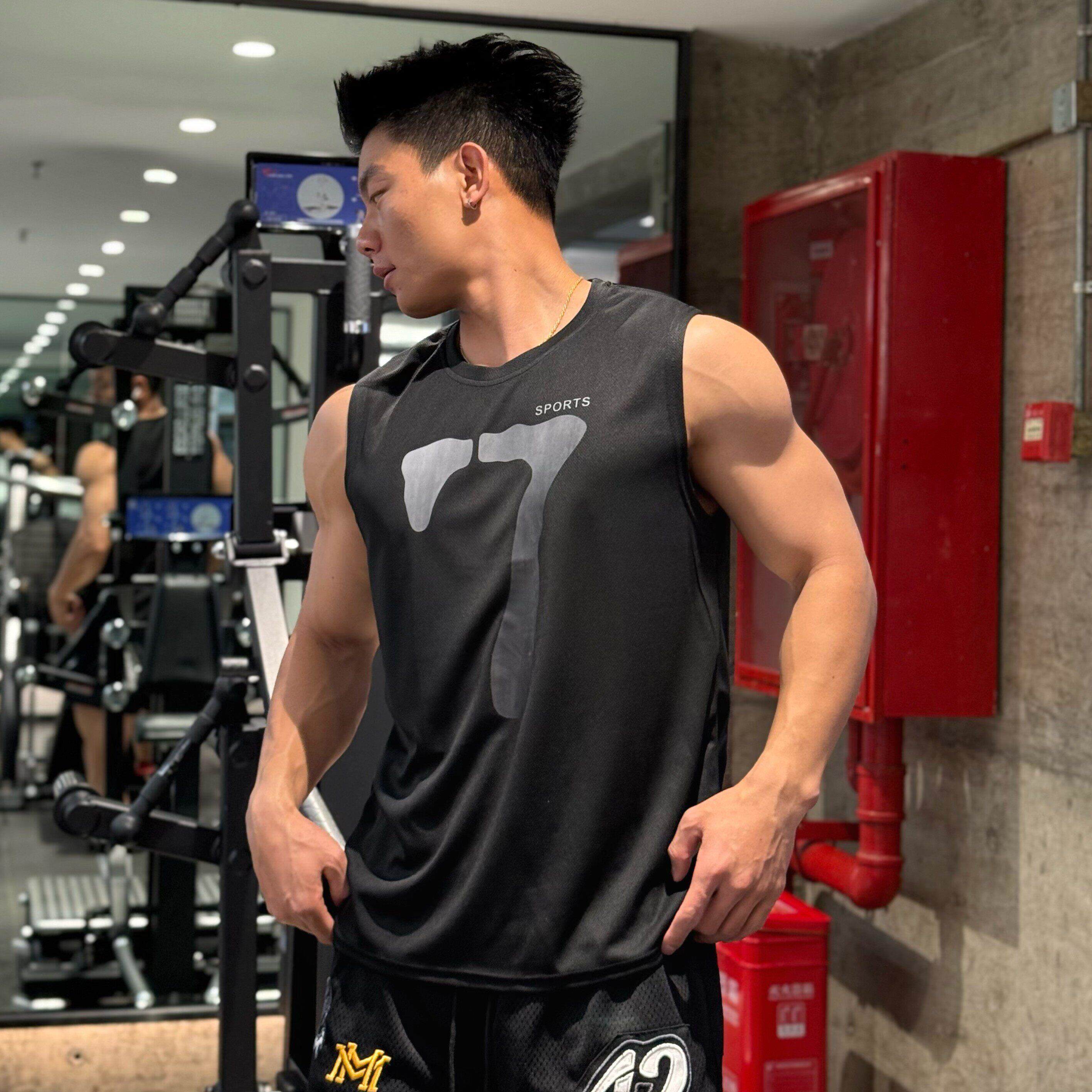 男士大码宽松跨栏背心健身男夏季坎肩网眼速干运动t恤无袖跑步服