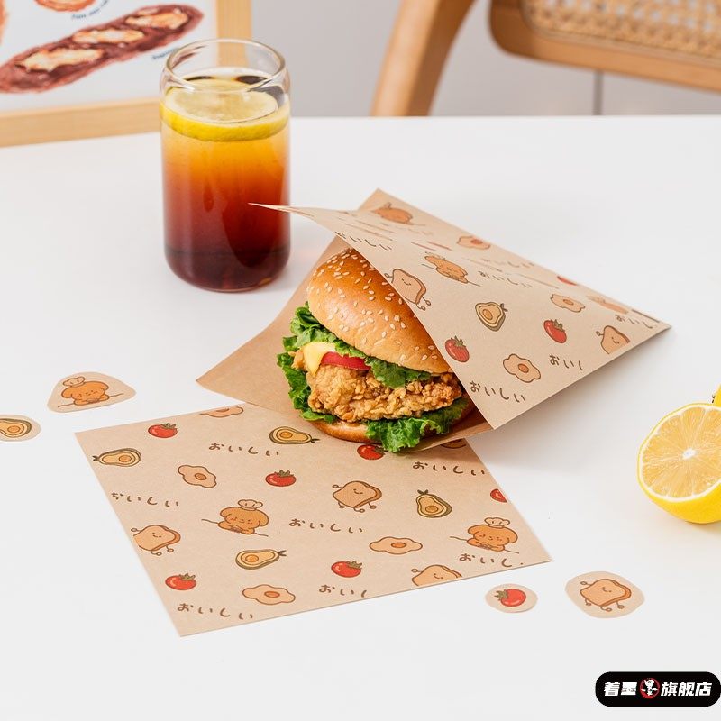 三明治包装纸免折叠手抓饼纸袋面包装汉堡肉夹馍煎饼打包袋淋膜纸,餐饮具,食物吸油纸/膜,淘宝优惠券,粉丝福利购,淘宝优惠卷