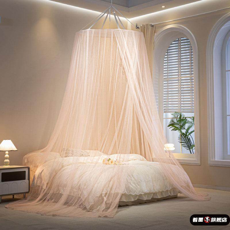 圆顶式落地文蚊帐2025新款家用卧室免安装吊顶挂钩天花板宫廷公主