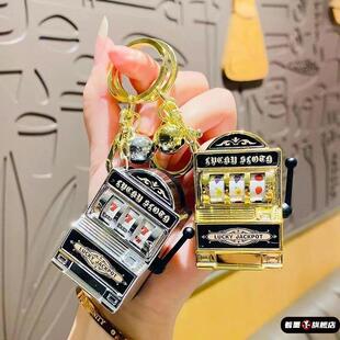 创意迷你水果机指尖解压推牌玩具排挡挂件摇奖机减压神器钥匙扣