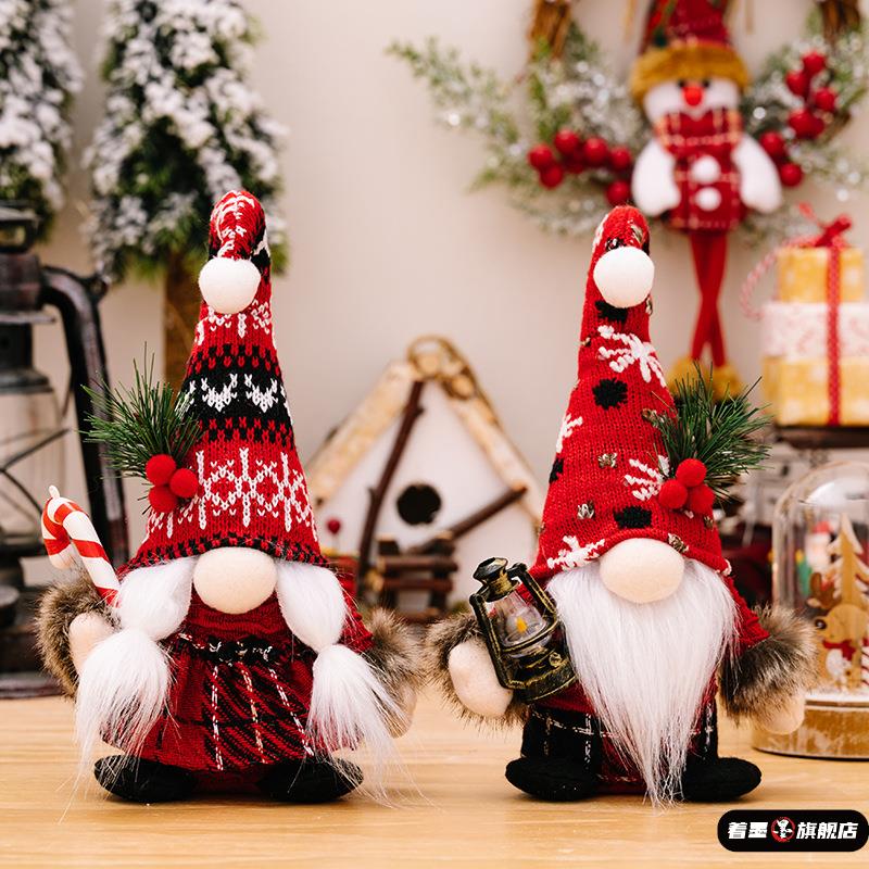 圣诞玩偶装饰新款针织侏儒摆件公