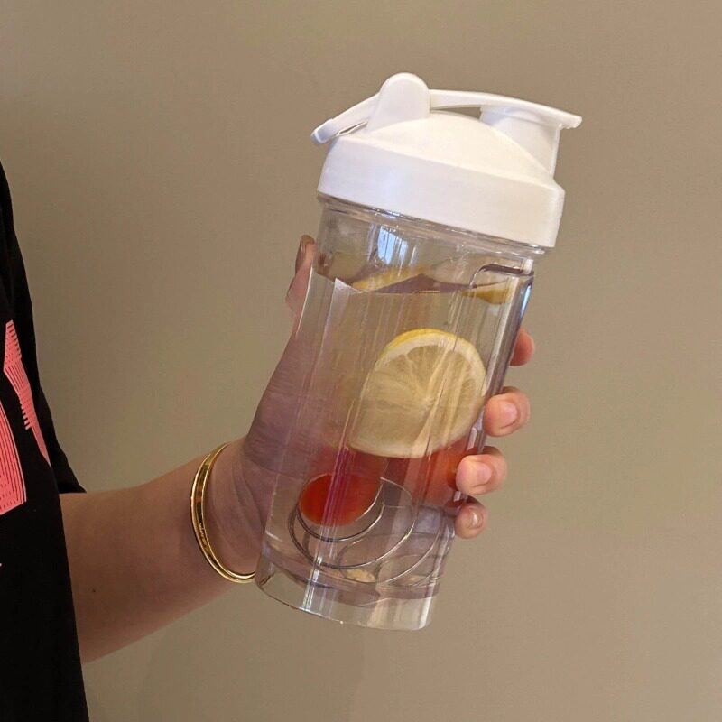 带搅拌球摇摇杯防漏水健身运动水杯男高颜值奶昔防漏搅拌杯刻度杯图片