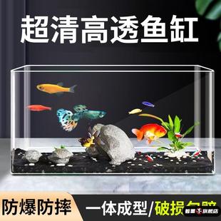 德国亚克力鱼缸一体成型六角恐龙缸家用长方形塑料透明仿玻璃