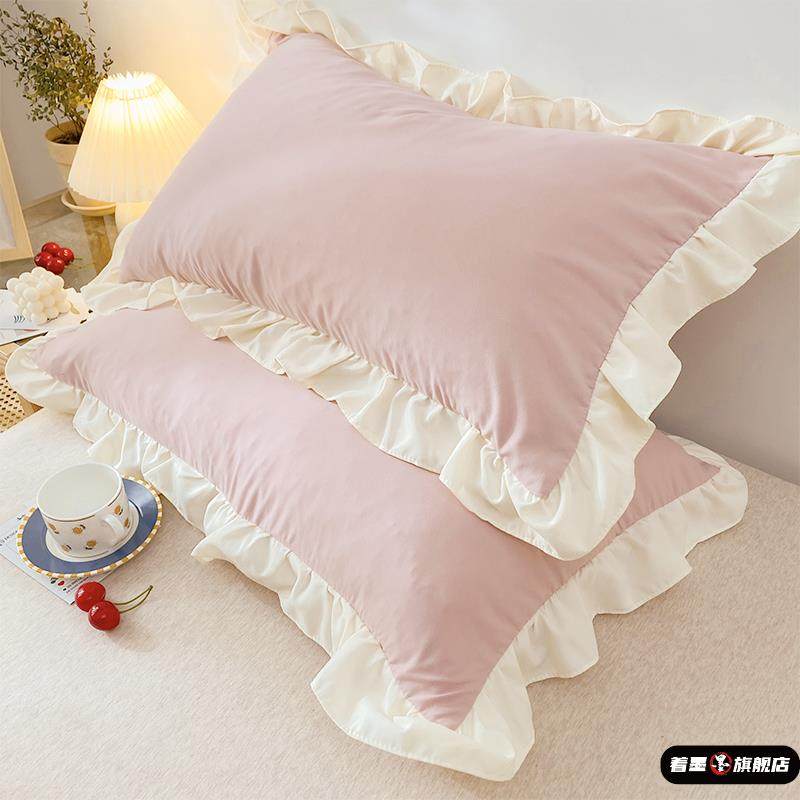 水洗棉枕套一对装家用ins网红花边枕头套单个单人儿童枕芯内胆套,床上用品,枕套,淘宝优惠券,粉丝福利购,淘宝优惠卷