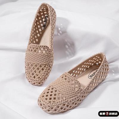 护士鞋软底透气不累脚防滑平底透气一脚蹬白底镂空妈妈凉鞋洞洞