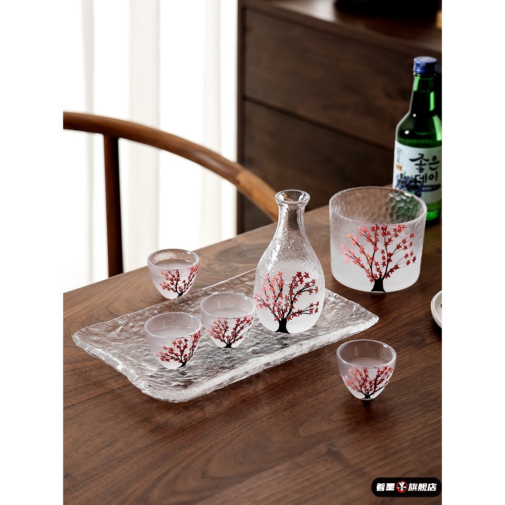 日式清酒杯小酒杯ins樱花玻璃清酒壶酒具套