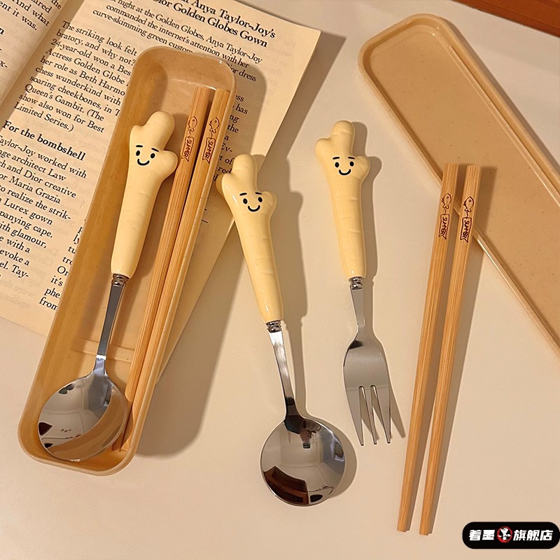 便携式筷子勺子套装不吃生姜学生一人用儿童