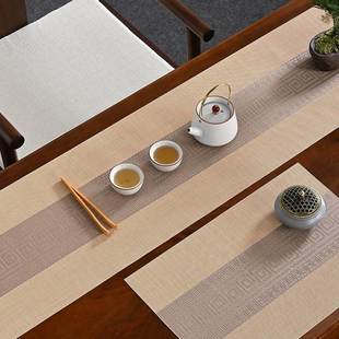 茶几桌布垫禅意茶席防水茶垫餐桌茶台布艺长条 桌旗轻奢高端新中式