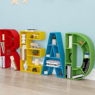 饰置物架墙上壁挂落地书柜展示架 儿童书架创意艺术字母英文数字装