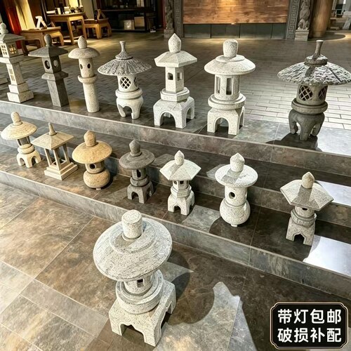 石雕汉白玉仿古青石石灯太阳能