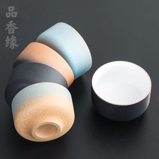 黑陶粗陶品茗杯茶杯家用陶瓷小喝茶杯色釉功夫茶具单杯普洱杯建盏