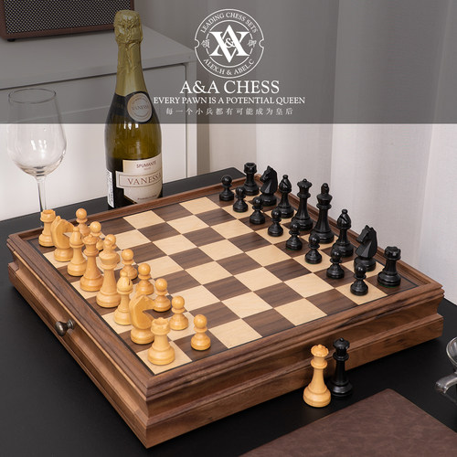 高档实木棋盒，棋子加重