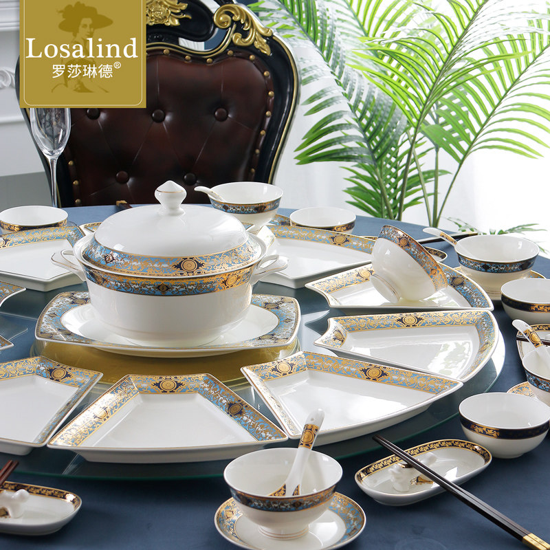 过年新款拼盘餐具菜盘子圆桌套装家用团圆拼盘组合碗碟轻奢高级感