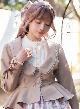 axesfemme古典风lolita蝴蝶结系带收腰不规则上衣外套TS412X01C