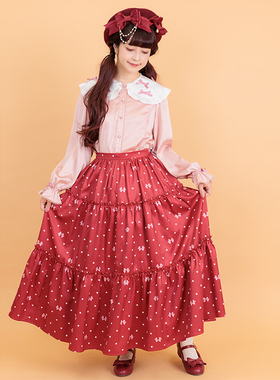 axesfemme Heart Dot 甜美lolita爱心蝴蝶结印花半身裙 LD285X04S