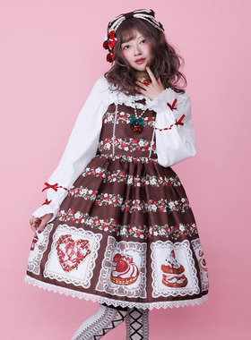 axesfemme日系甜美焗烤浆果系列印花Lolita短款吊带裙TS341X07C
