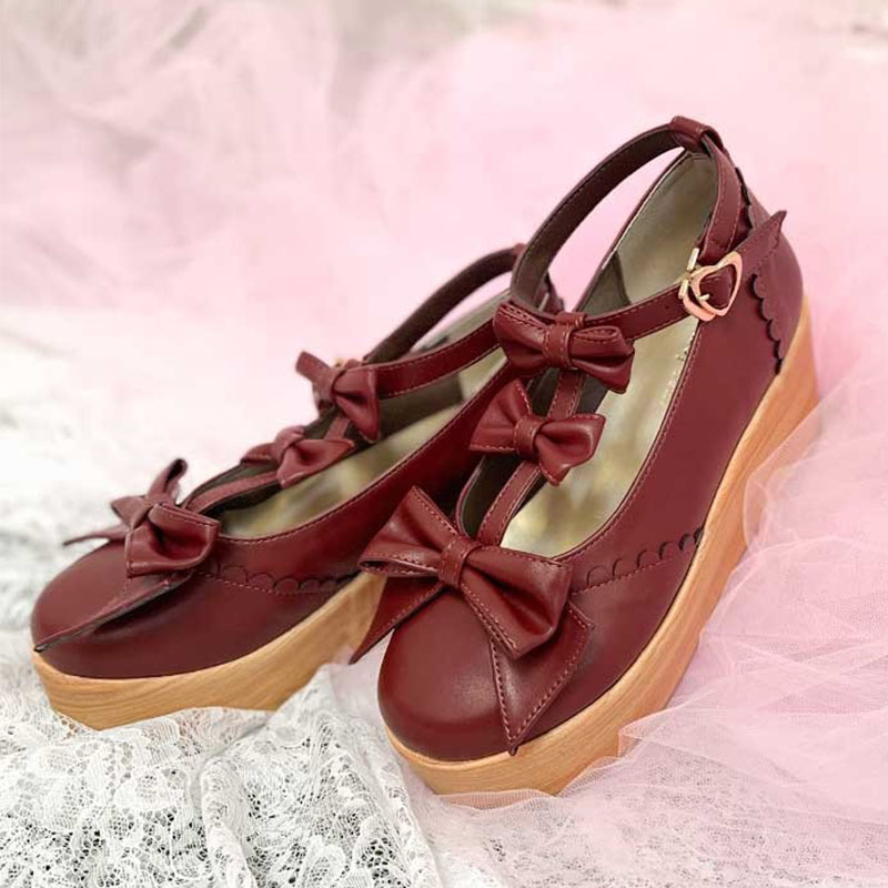 axesfemme可爱蝴蝶结装饰松糕鞋