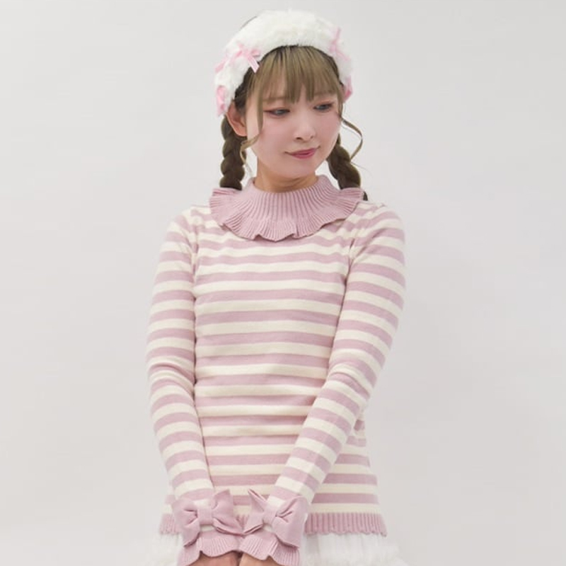 可爱甜美条纹针织毛衣