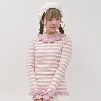 可爱甜美条纹针织毛衣