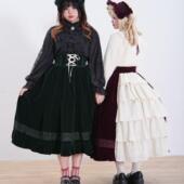 axesfemme kawaii日系洛丽塔高腰修身 天鹅绒娃娃半身裙LD285X06S