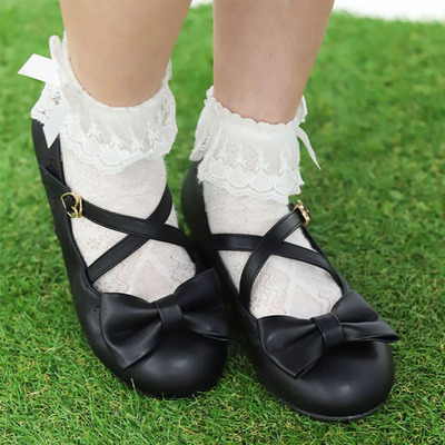 axesfemme洛丽塔交叉绑带单鞋