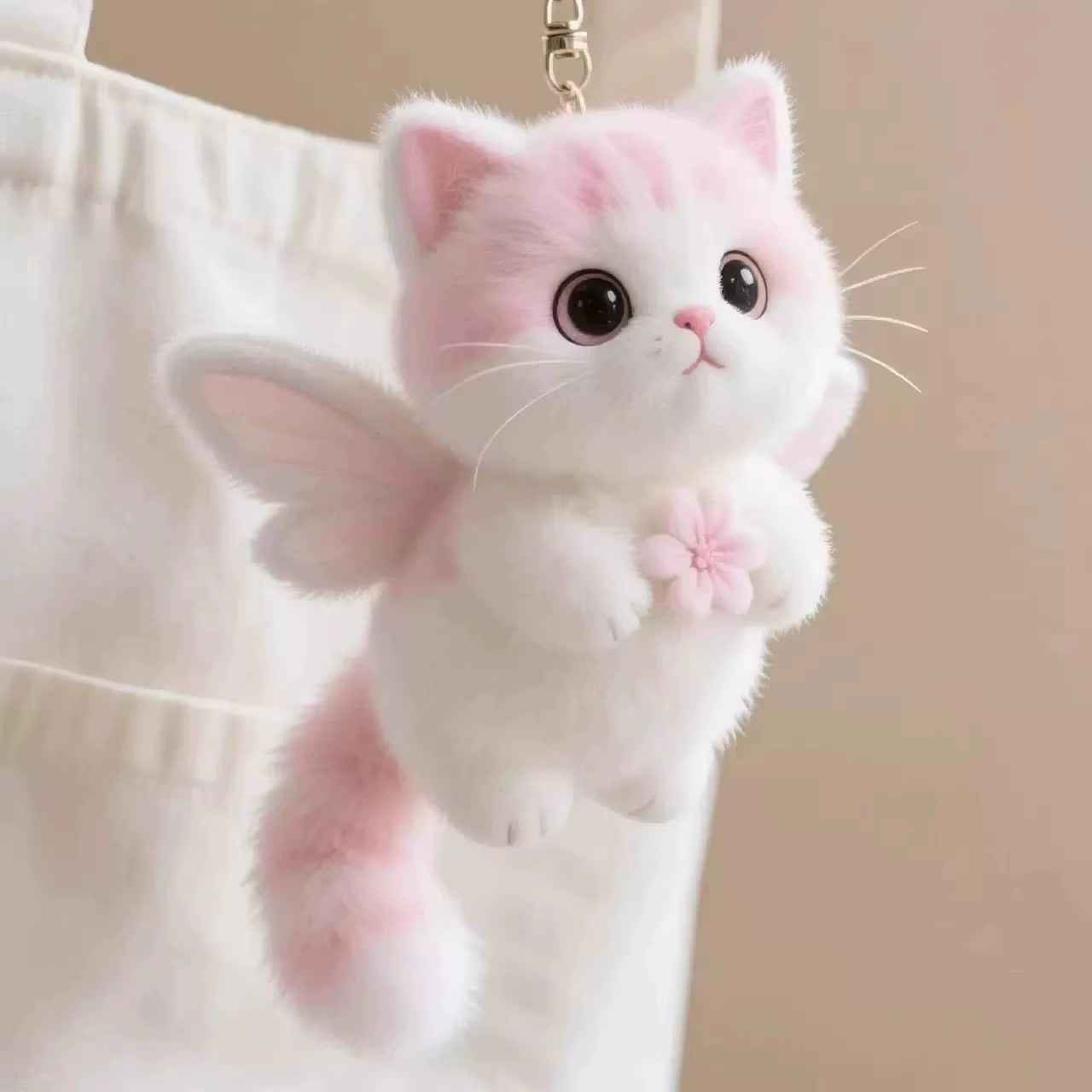 可爱天使毛绒猫咪挂件