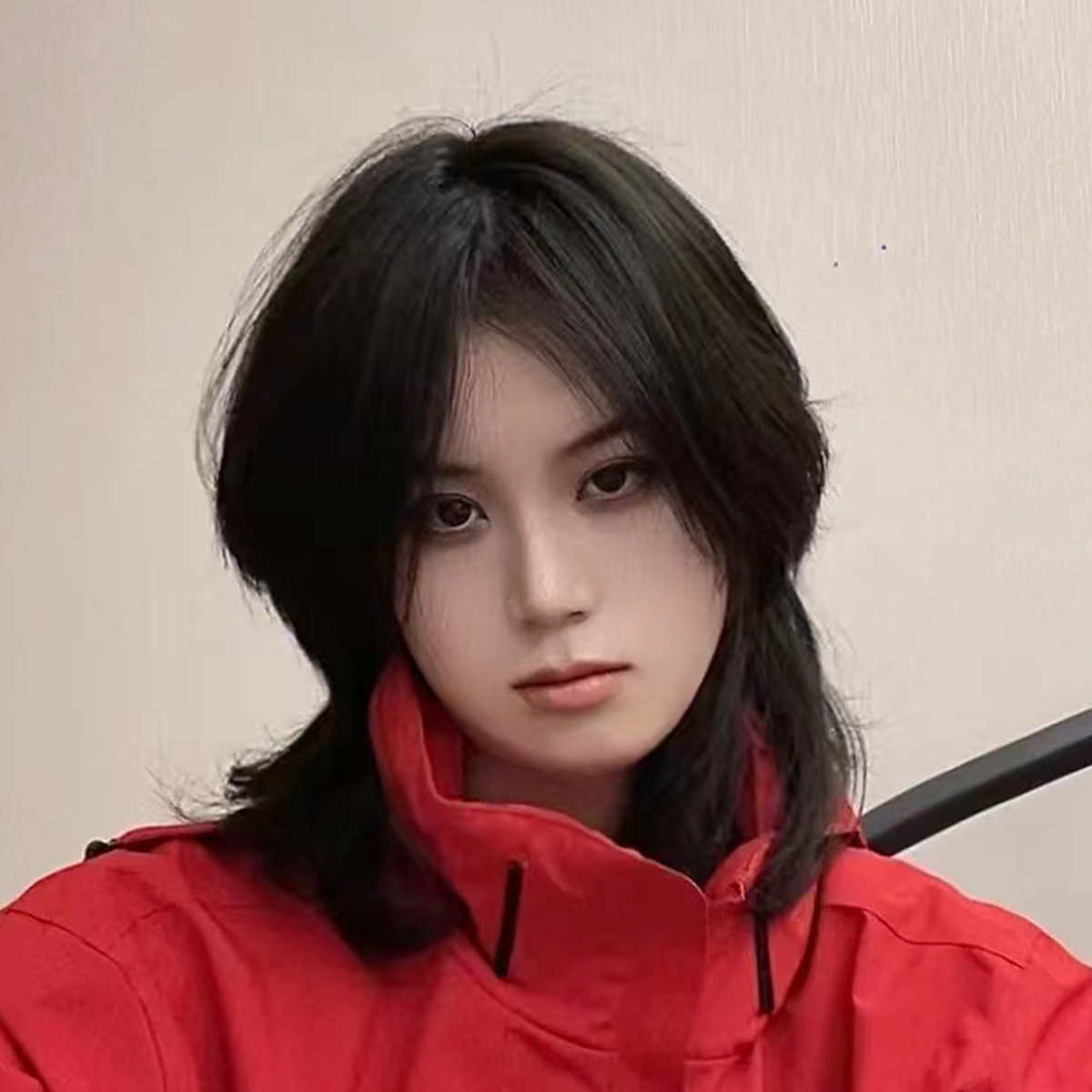 假发女狼尾日系层次感锁骨发蓬松逼真中分刘海鲻鱼头武士头全头套