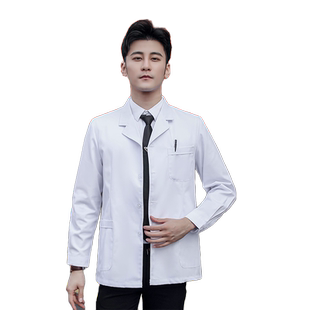 白大褂短款男长袖医生服短袖夏季薄款半身小褂口腔牙科蓝色工作服