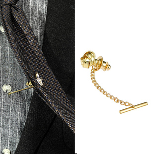 金属领针新款小别针男士西服胸针扣领带针高档奢华西装链条装饰品