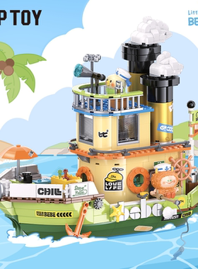 TOP TOY-IP小鹦鹉BEBE度假系列积木冒险船救援站拼装积木礼物