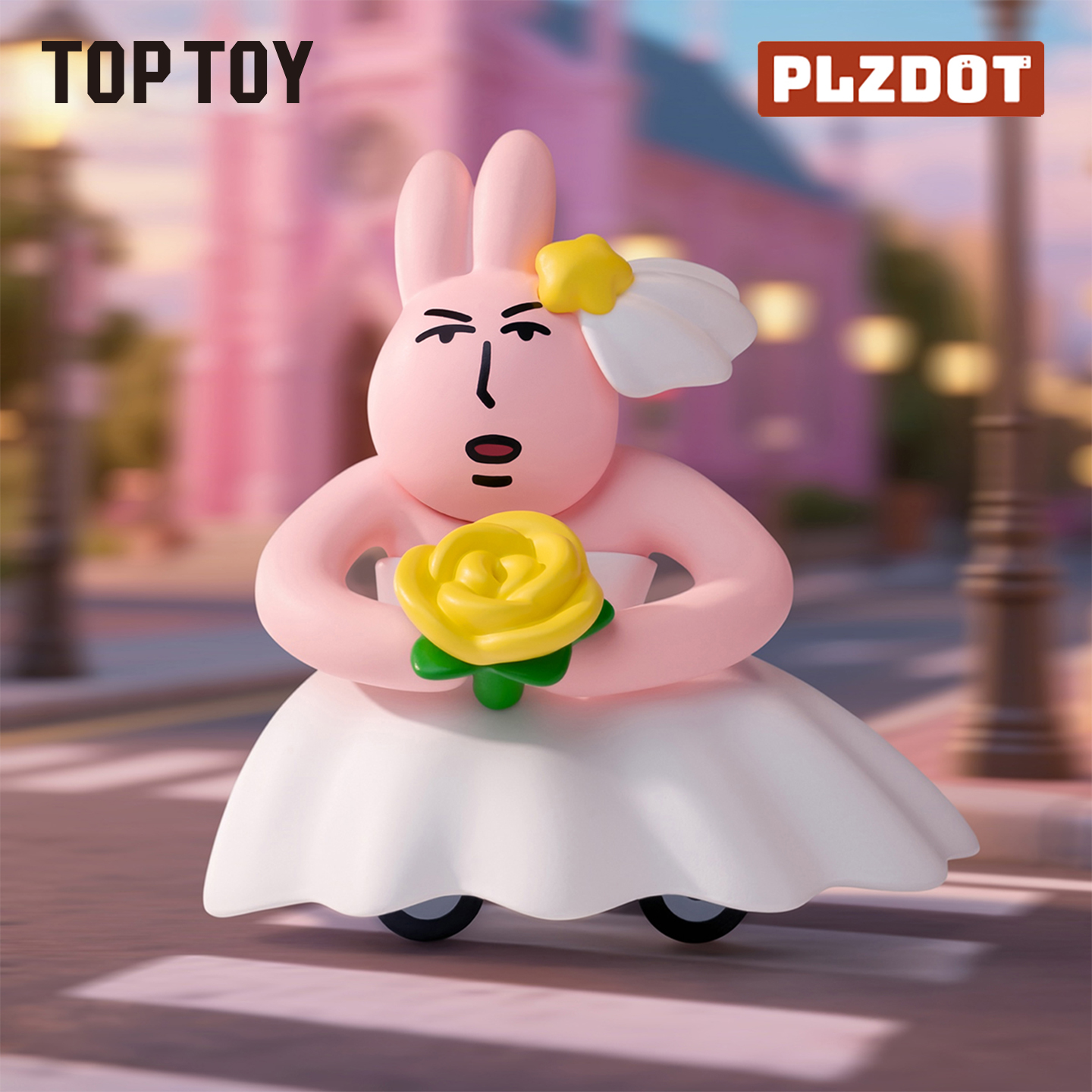 TOPTOY粉红兔子抽象二代mini盲盒搞怪盲盒桌面摆件生日礼物