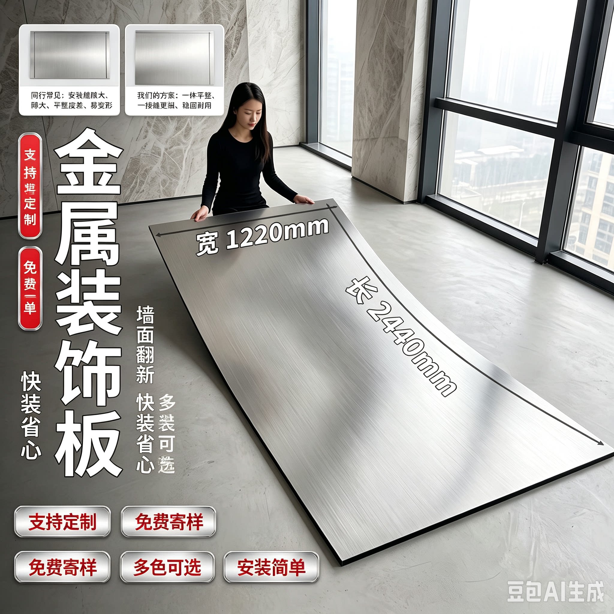 金属饰面板仿不锈钢碳晶板镜面图片