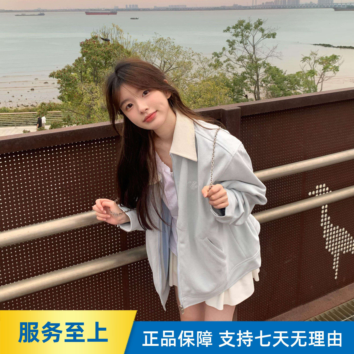 麂皮绒外套女2025春季韩系穿搭宽松学生夹克上衣薄款刺绣棒球服